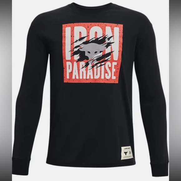 NWT Under Armour Project Rock Iron Paradise Black Long Sleeve Boys XL 14-16 - Picture 1 of 2